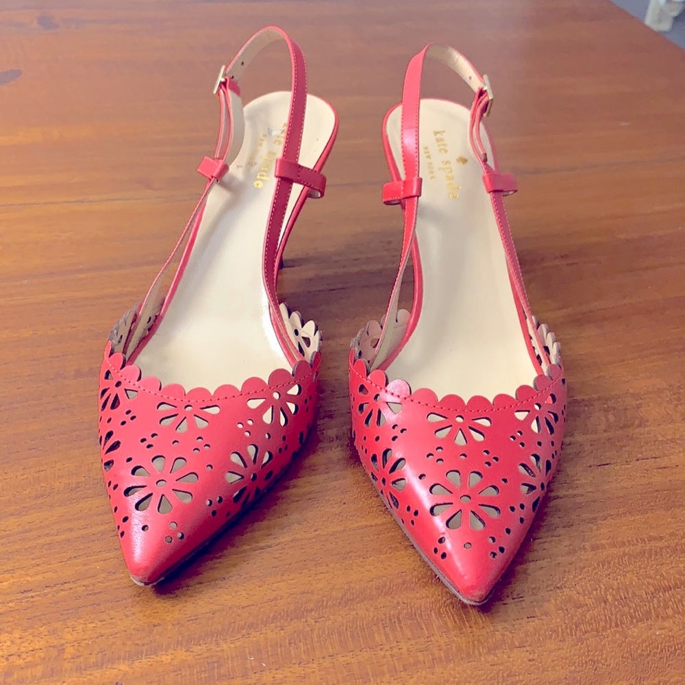 Kate Spade Red Floral Cutout Heels